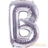 Balon Litera "B" 81cm srebrny