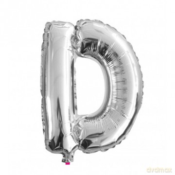 Balon Litera "D" 40cm (16") srebrny