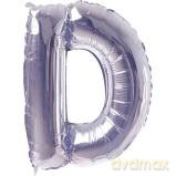 Balon Litera "D" 81cm srebrny