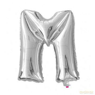 Balon Litera "M" 40cm (16") srebrny