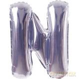 Balon Litera "N" 45,5cm (18") srebrny