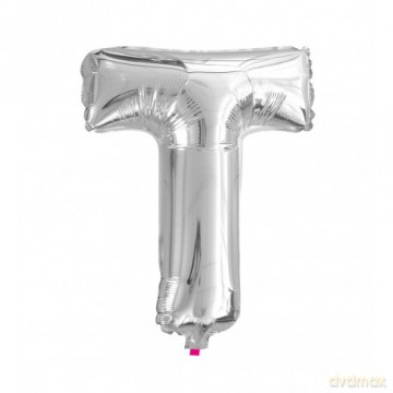 Balon Litera "T" 40cm (16") srebrny