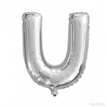 Balon Litera "U" 40cm (16") srebrny