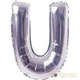 Balon Litera "U" 81cm srebrny