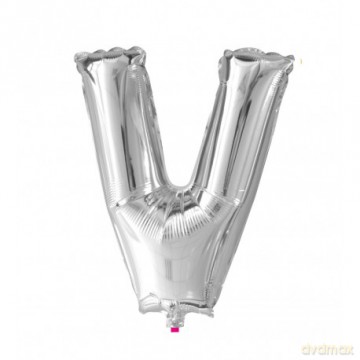 Balon Litera "V" 40cm (16") srebrny