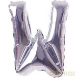 Balon Litera "W" 81cm srebrny