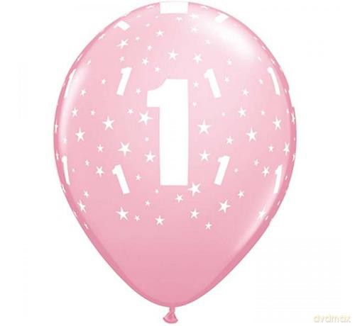 Balon QL 11 z nadrukiem 1 pastel różowy op.6szt.