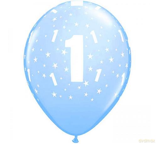 Balon QL 11 znadrukiem 1 pastel niebieski op.6szt.