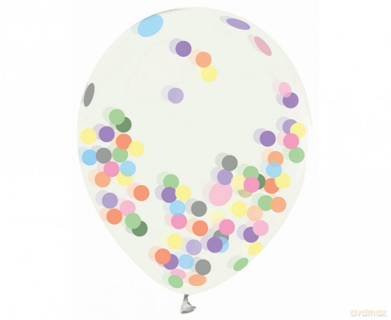 Balon transparentny kolorowe konfetti 12" op.4szt