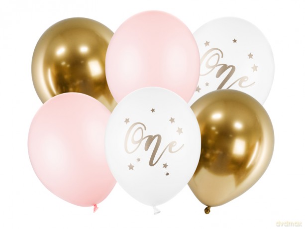 Balony 30cm Roczek - One, Pastel Pale Pink: 1op./6szt.