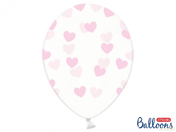 Balony 30cm serduszka crystal clear op.6szt