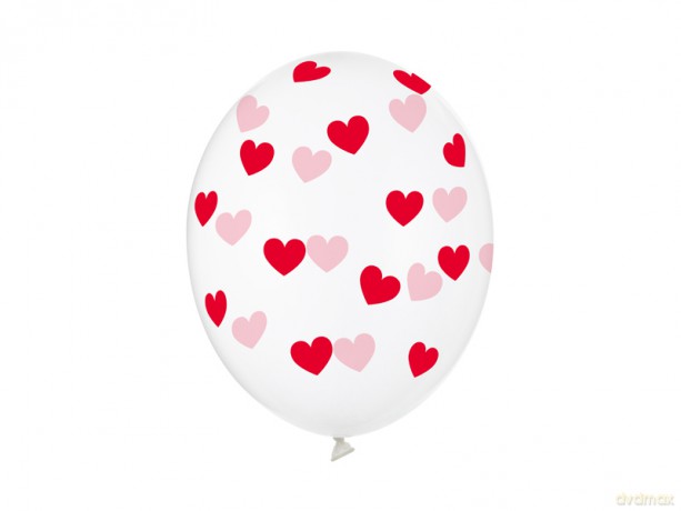 Balony 30cm serduszka crystal clear op.6szt