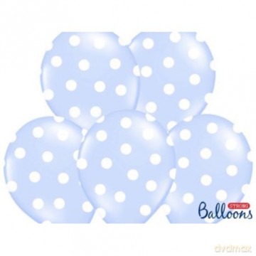 Balony 30cm, Kropki, Pastel Baby Blue: 1op./6szt.
