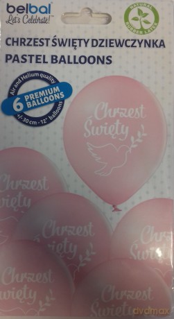 Balony Chrzest święty dziewczynka 6szt BN06-754