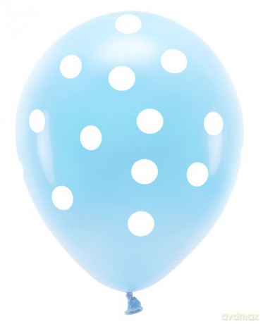 Balony Eco 33cm pastelowe, Kropki, błękit: 1op./6szt.