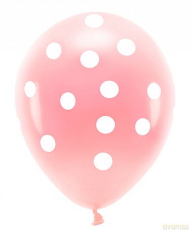 Balony Eco 33cm pastelowe, Kropki, jasny różowy: 1op./6szt.