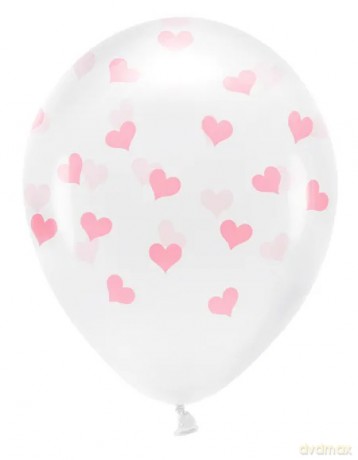 Balony Eco 33cm, Serca, Crystal Clear: 1op./6szt.