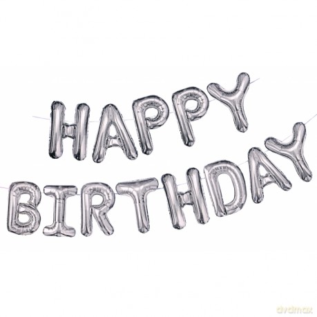 Balony foliowe litery "Happy Birthday" srebrne BCF-894 - 13 szt. 35 cm