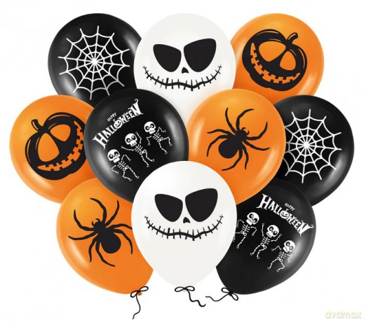 Balony Halloween biodegradowalne mix 12cali 10szt.