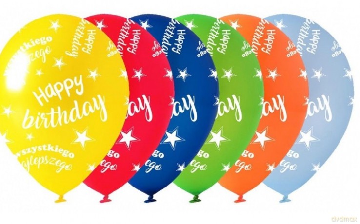 Balony lateksowe 12" metalizowane Happy Birthday 5szt./op.