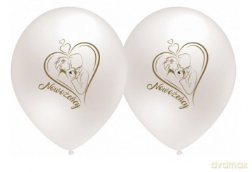 Balony lateksowe 12" Ślub perłowo białe, nowożeńcy 5szt./op.