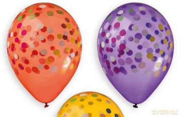 Balony na hel kolorowe konfetti w opakowaniu 5 sztuk