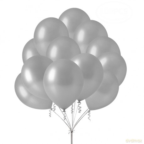 Balony srebrny metallic 30 cm, 80 szt.