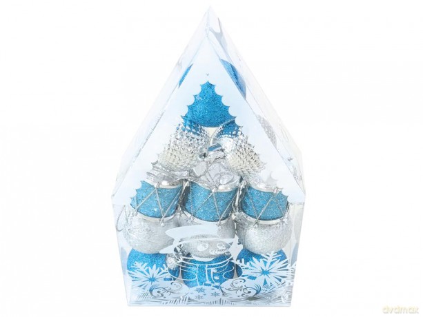 Bombki zestaw 4cm/12 szt. niebieskie + srebrne