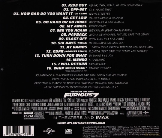 Furious 7 (Szybcy i Wściekli 7) Soundtrack [CD]
