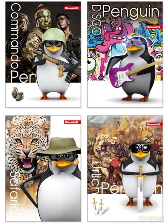Brulion Dan-Mark penguin A5 kratka 96 (5905184014339)