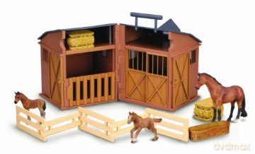 Collecta Stajnia + akcesoria + 3 konie [FIGURKA]