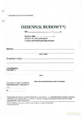 Dziennik budowy A4 20k. 02275 offset