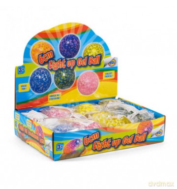 Gniotek z kolorowymi drobinkami Gel Ball ze światłem 6cm
