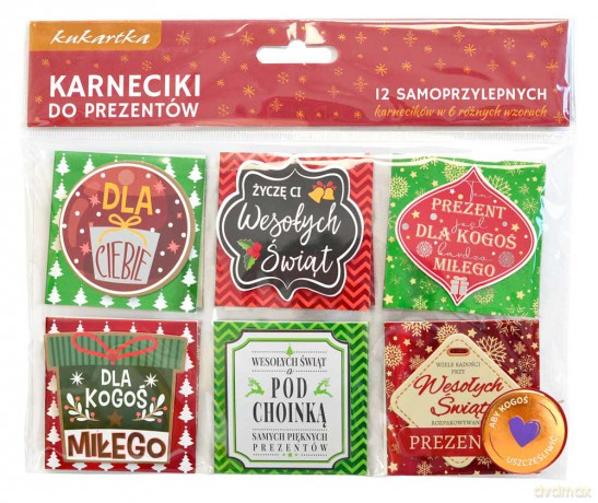 Karneciki świąteczne do prezentów KDP op.12szt. mix
