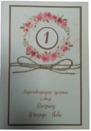 Karnet 1 Rocznica Ślubu A5 RR mix