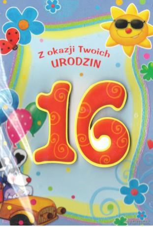 Karnet 16 Urodziny A P/DP mix