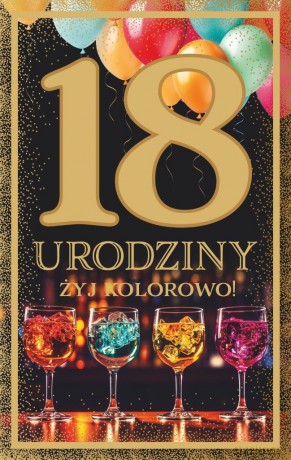 Karnet 18 Urodziny damskie złocone (13x20,5cm) UCK-05