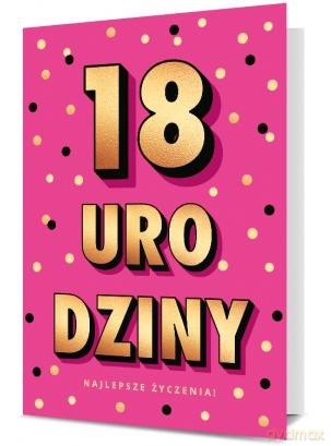 Karnet 18 Urodziny różowa, kropki K.B6-1703
