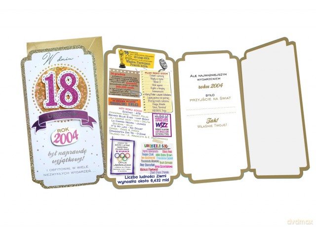 Karnet 18-te urodziny rocznik 2004 różowy PM-199