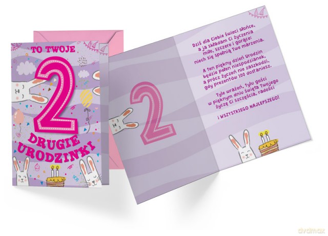 Karnet 2 urodziny króliczki PR-281