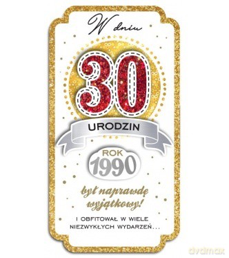 Karnet 30-te urodziny rocznik 1990