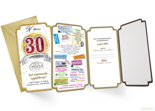 Karnet 30-te urodziny rocznik 1991