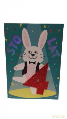 Karnet 4 Urodziny, królik N-04