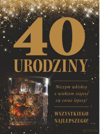 Karnet 40 urodziny męskie, brokat (13x20,5cm) CMB-101