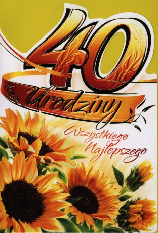 Karnet 40 Urodziny słoneczniki B6