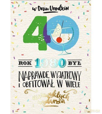 Karnet 40-te urodziny rocznik