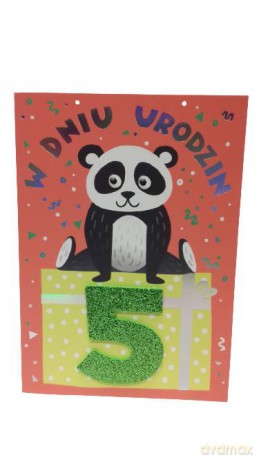 Karnet 5 Urodziny, panda N-05