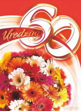 Karnet 60 Urodziny kolorowe Gerbery B6