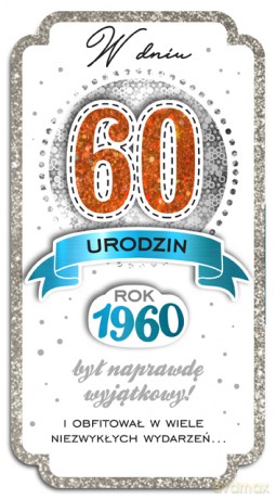 Karnet 60-te urodziny rocznik 1960