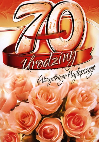 Karnet 70 Urodziny brzoskwiniowe róże B6